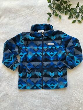 Columbia Toddler Fleece Jacket Blue Black Geometric Zip Up 18-24M